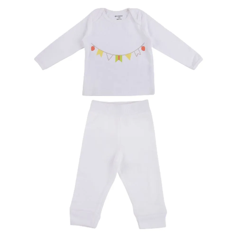My Milestones Baby T-shirt & Pant Set Full Sleeves -White