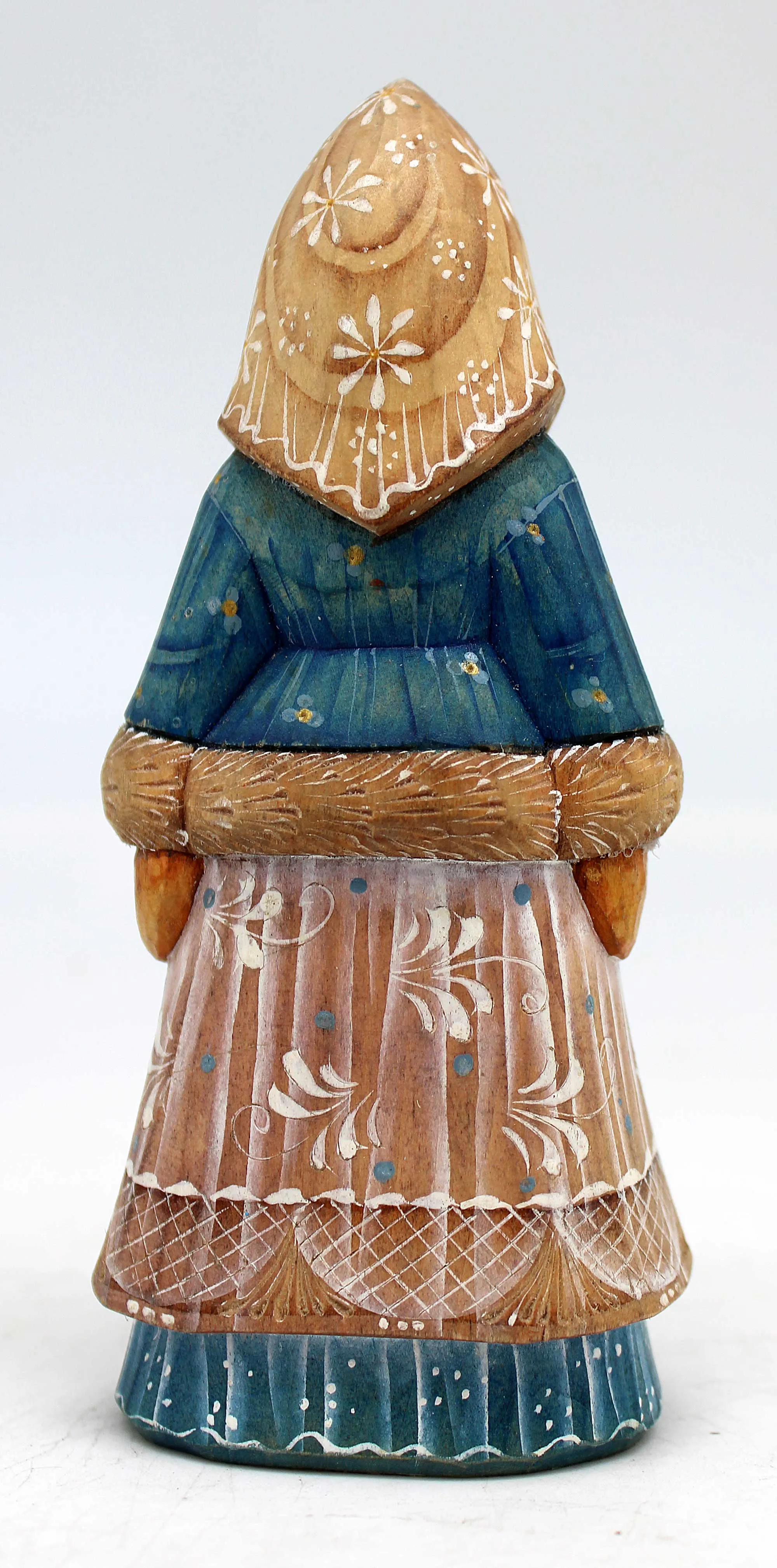 One-of-a-Kind of Women WOODCARVED Handpainted Figurine 2.25 X 1.5 X 5 " by G.DeBrekht Reserve