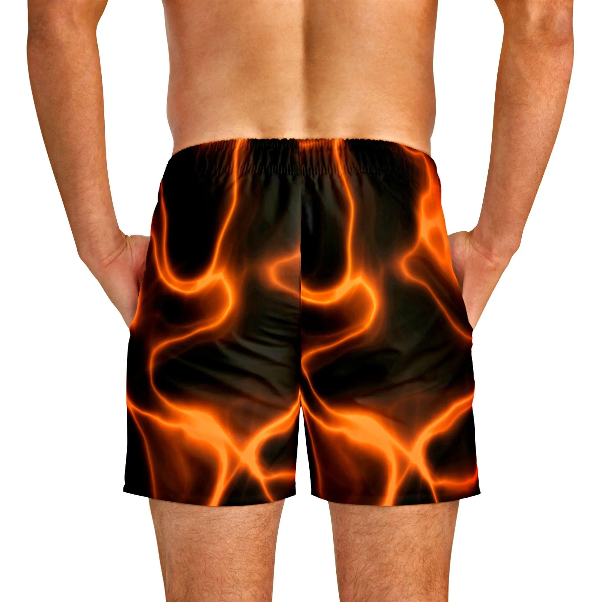 Orange Lava Swim Trunks For Men