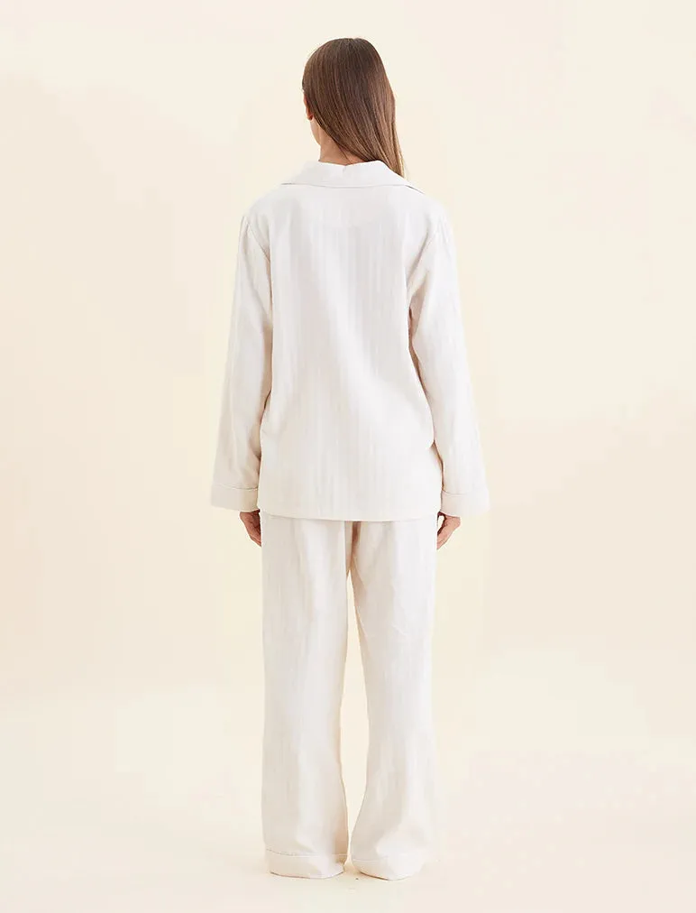 Papinelle - Super Soft Brushed Herringbone PJ Set | Oatmeal