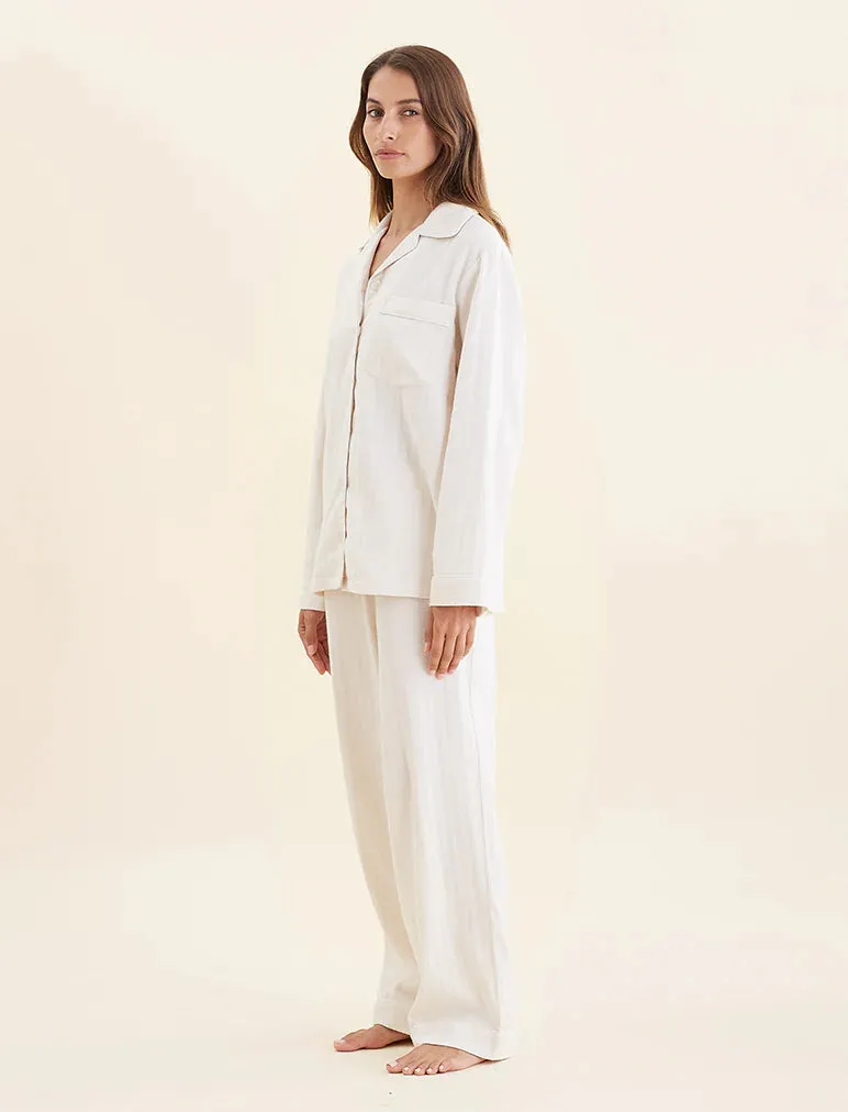 Papinelle - Super Soft Brushed Herringbone PJ Set | Oatmeal