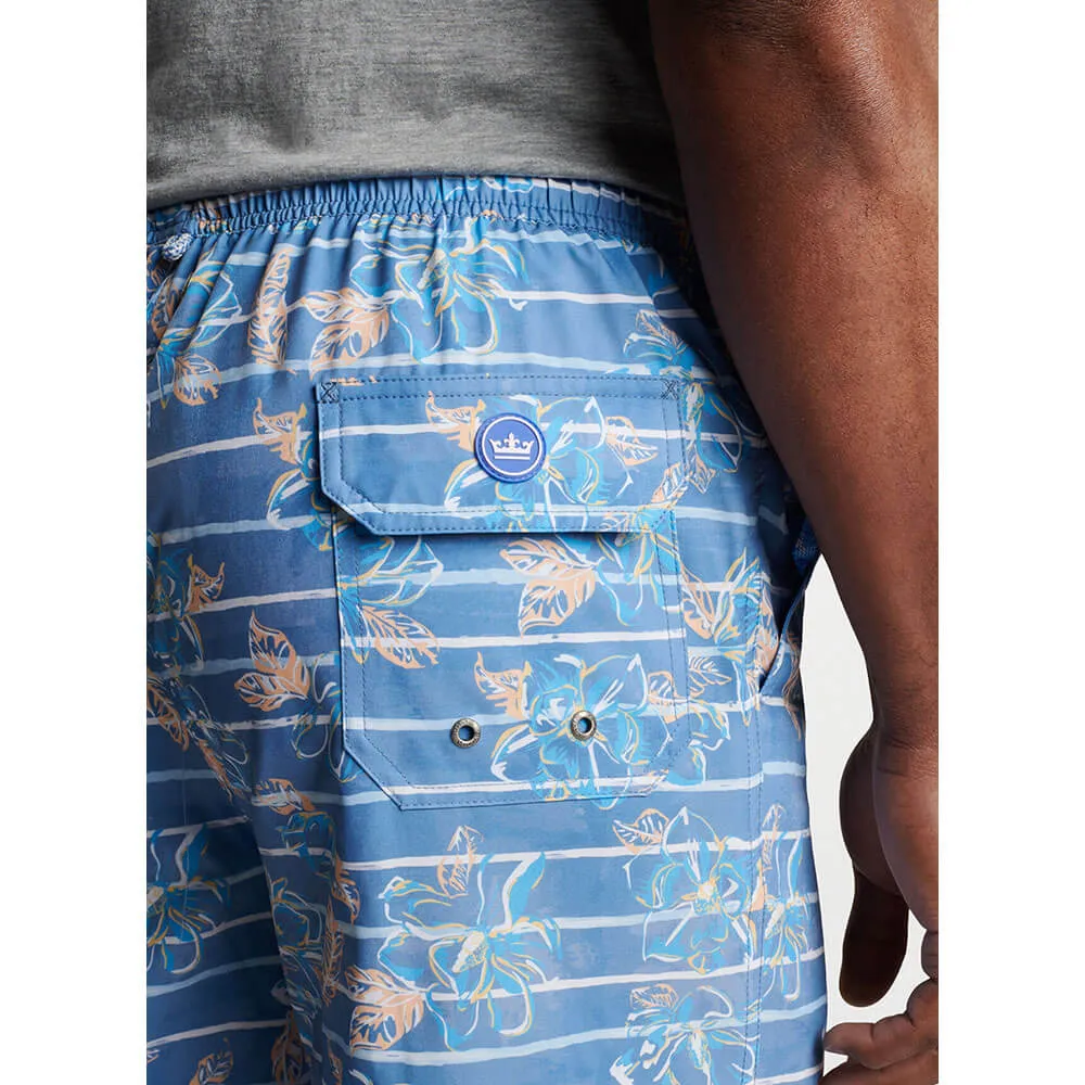 Peter Millar 7-Inch Surf's Up Striped Swim Trunks - Blue Surf