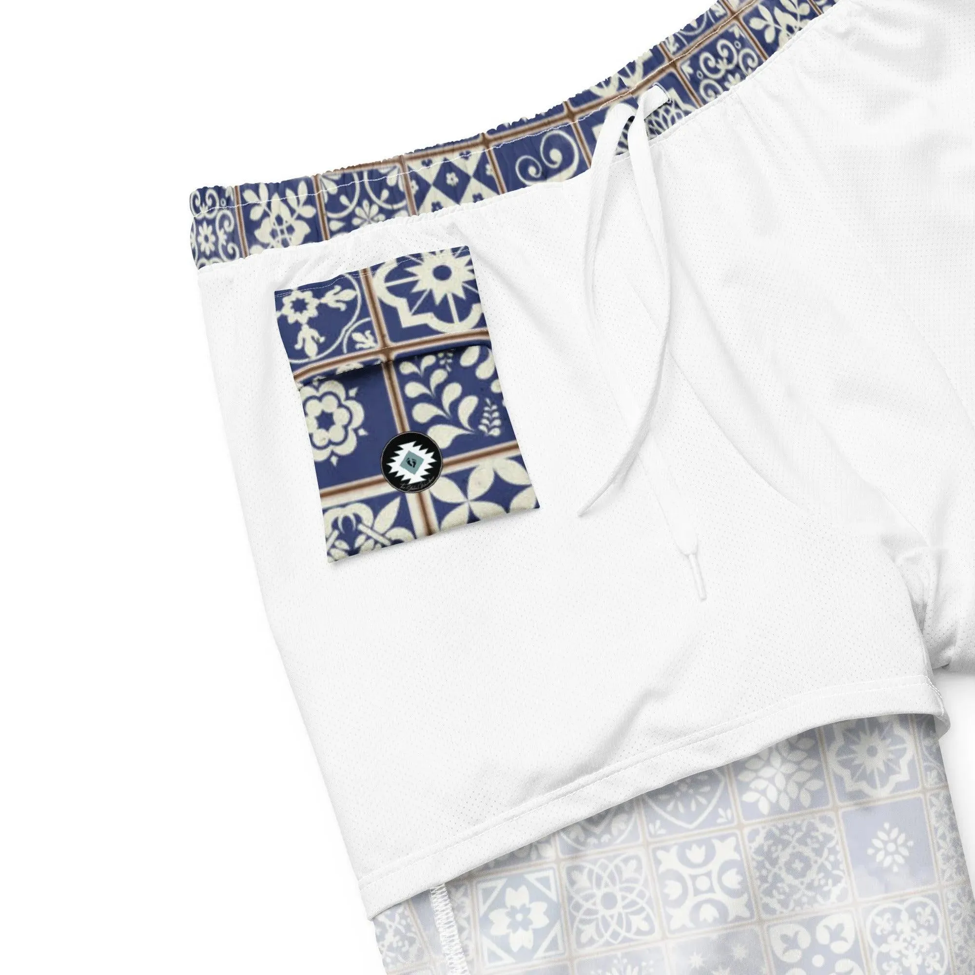 Portuguese Azulejo Tile Recycled Men's Swim Trunks