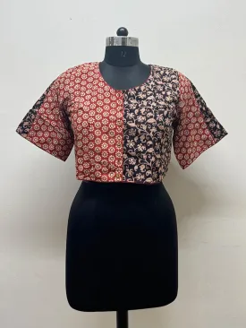Red and Black Half and Half Blouse