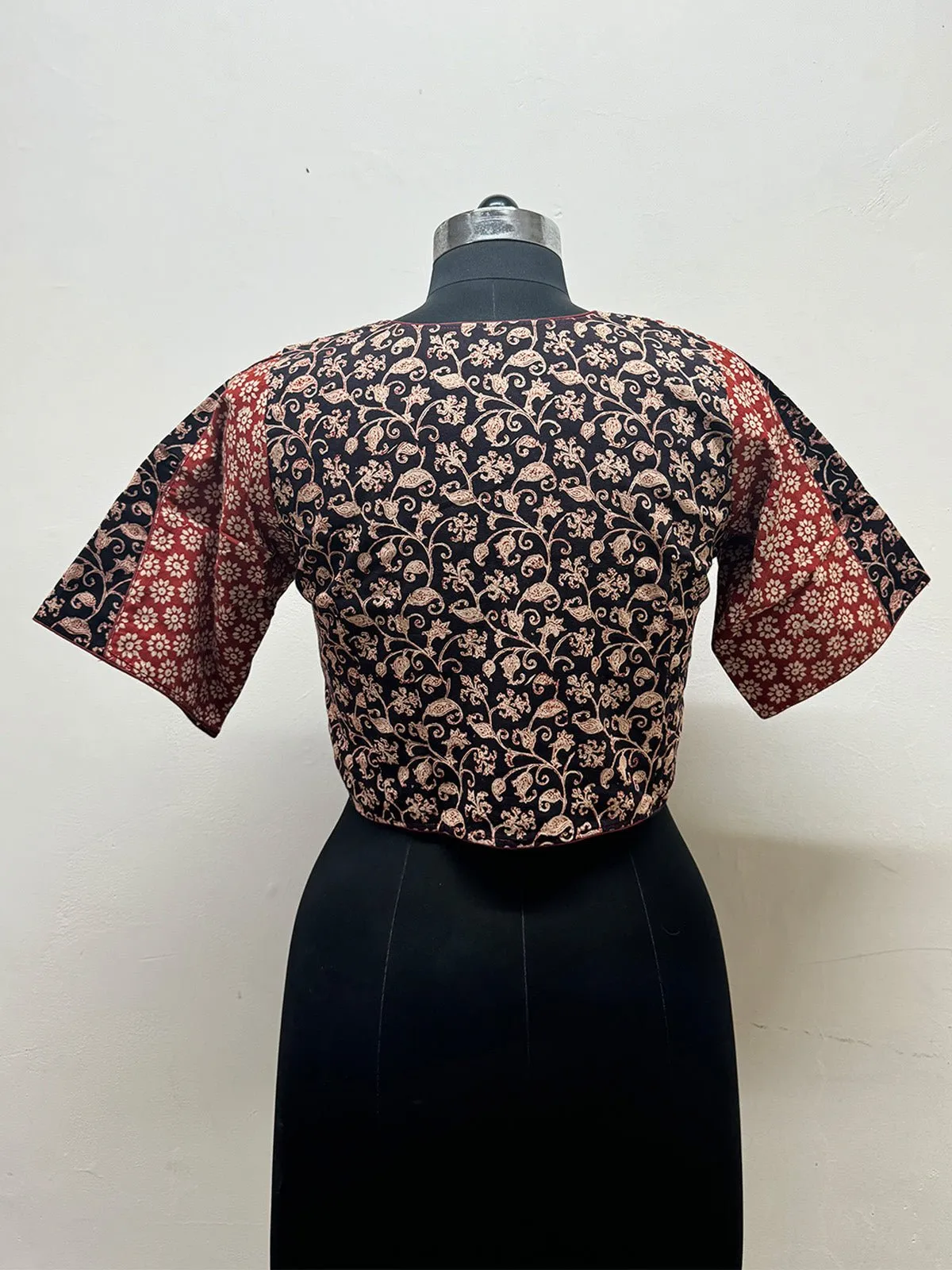 Red and Black Half and Half Blouse