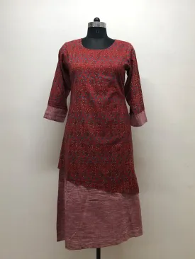 Red Asymmetric Layered Tunic Dress