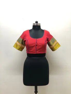 Red Blouse with Sleeve Border