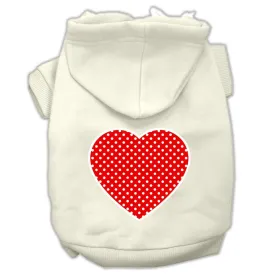 Red Swiss Dot Heart Screen Print Pet Hoodies Cream Size L (14)