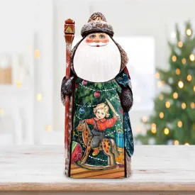 Rocking Horse Boy Santa Hand-Painted WOODCARVED Masterpiece Figurine by G. DeBrekht - Nativity Holiday Decor - 8201017