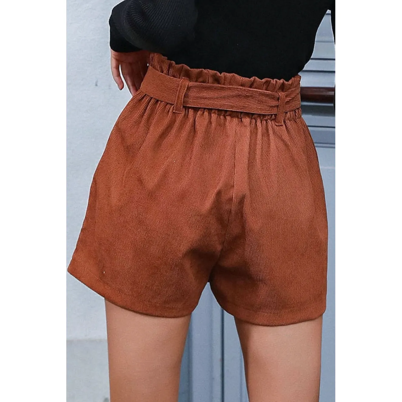 Rust Corduroy Loose Stretchy Shorts