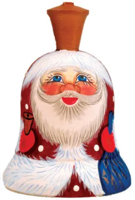 Santa Bell Wood Carved Ornament 3" by G. DeBrekht