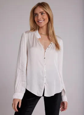 Satin Button Up Blouse - Soft Alabaster