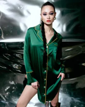 Satin Collection Sleepshirt - Emerald/Gold -