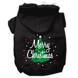 Scribbled Merry Christmas Screenprint Pet Hoodies Black Size S (10)