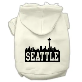 Seattle Skyline Screen Print Pet Hoodies Cream Size XXL (18)