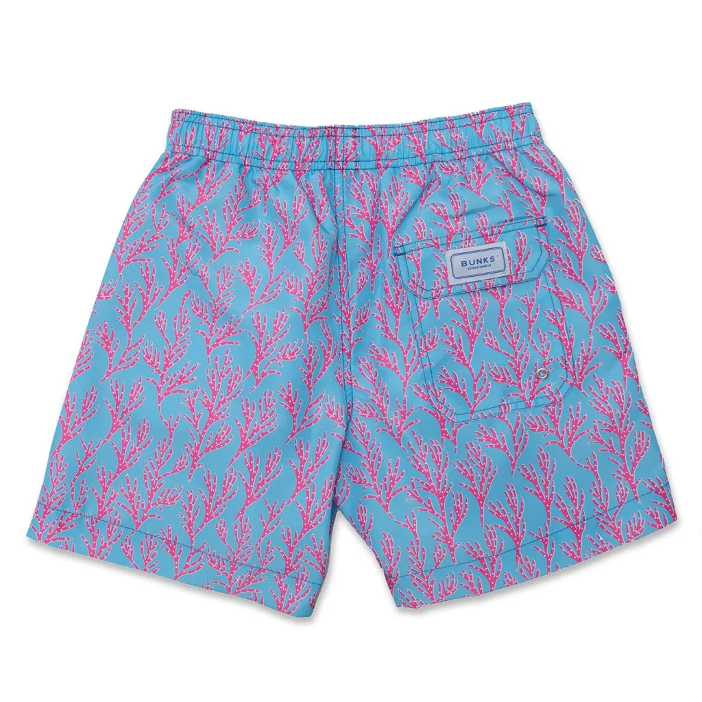 Seaweed Swim Shorts - Bright Blue/Coral Pink