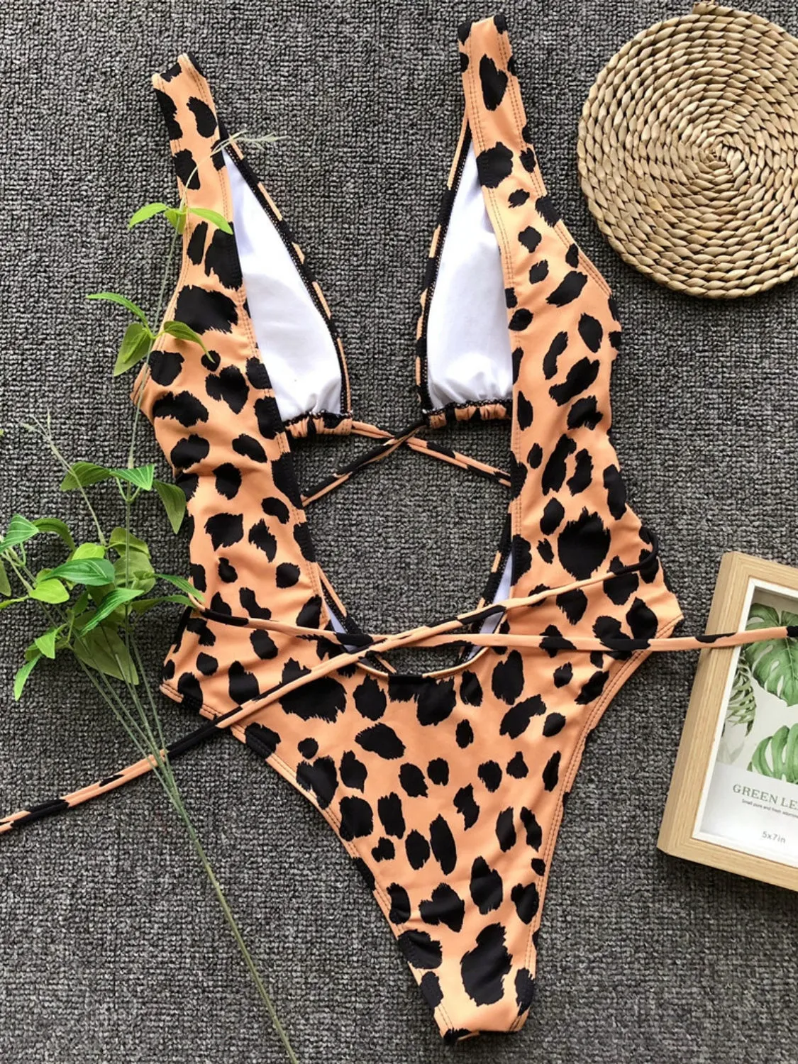 Shoreline Boutique Backless Plunge Lace-Up One-Piece Swimwear