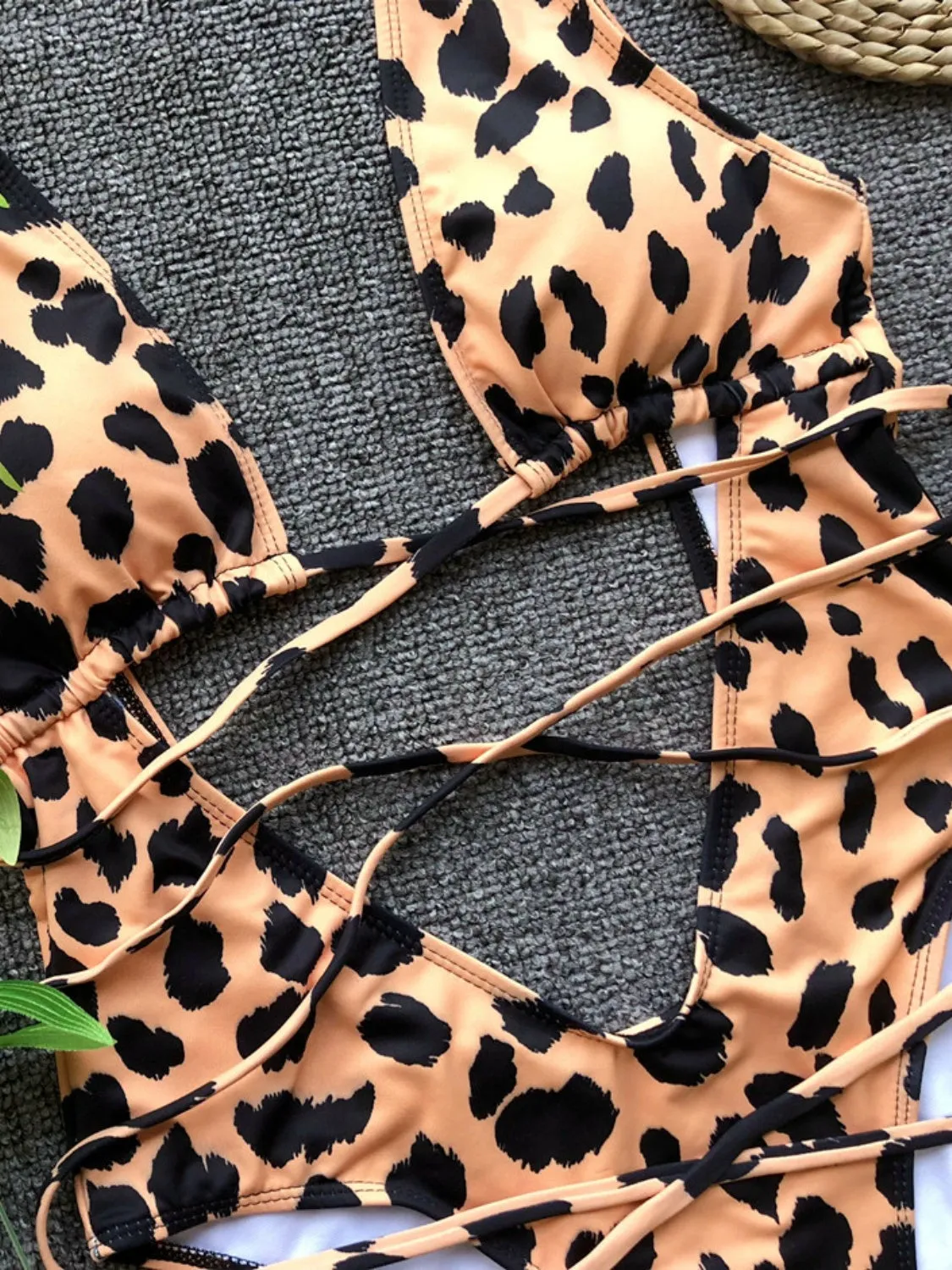 Shoreline Boutique Backless Plunge Lace-Up One-Piece Swimwear