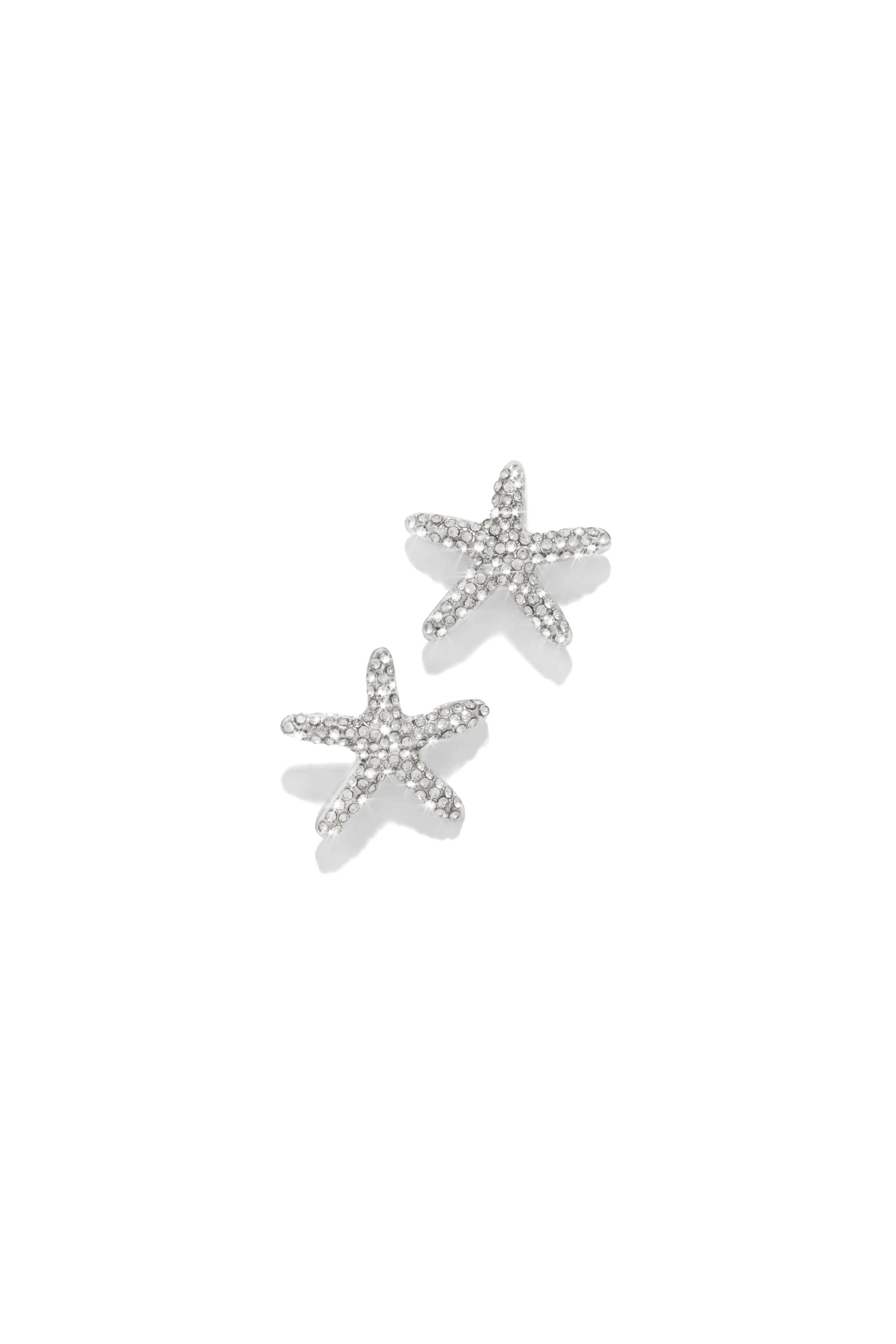 Stellar Night Embellished Starfish Earrings - Silver