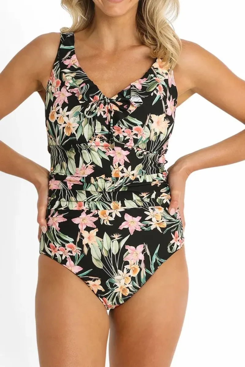 Sunseeker Camellia E/F Frill Minimiser One Piece Black
