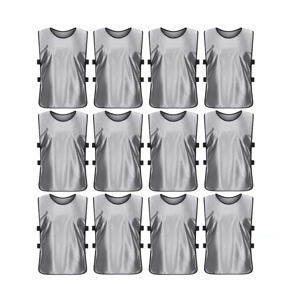 Team Practice Scrimmage Vests Sport Pinnies Training Bibs with Open Sides (12 Pieces)