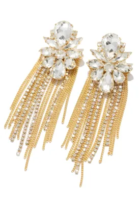 Upper Class Embellished Tassel Earring - Gold