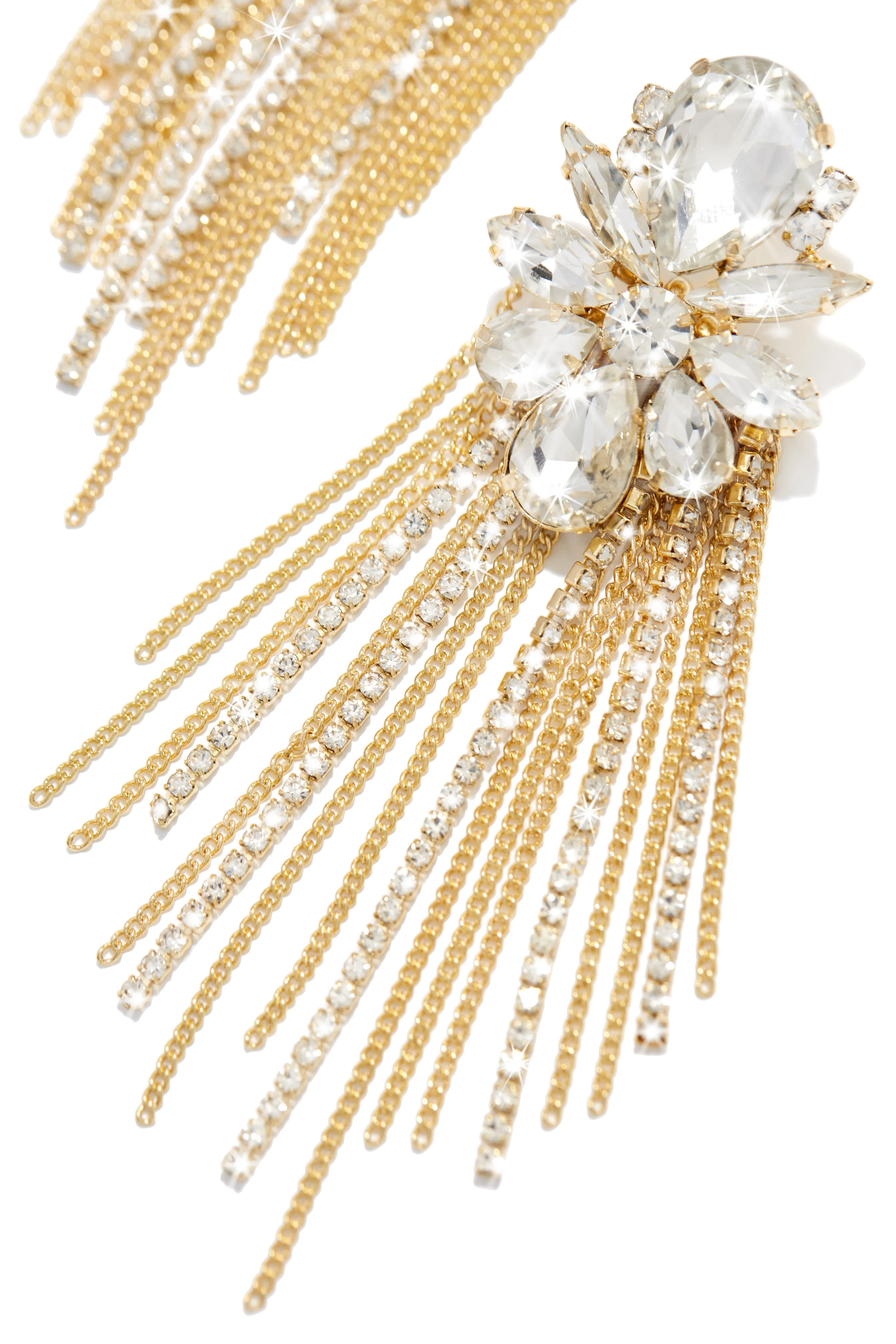 Upper Class Embellished Tassel Earring - Gold
