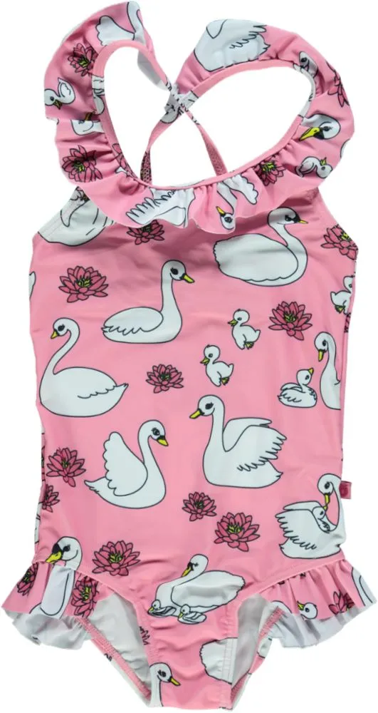 UV50 Swimsuit with ruffles and swan
