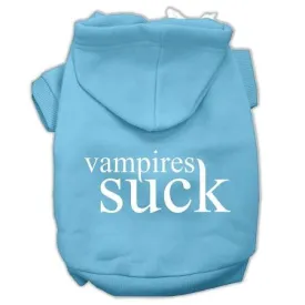 Vampires Suck Screen Print Pet Hoodies Baby Blue Size M (12)