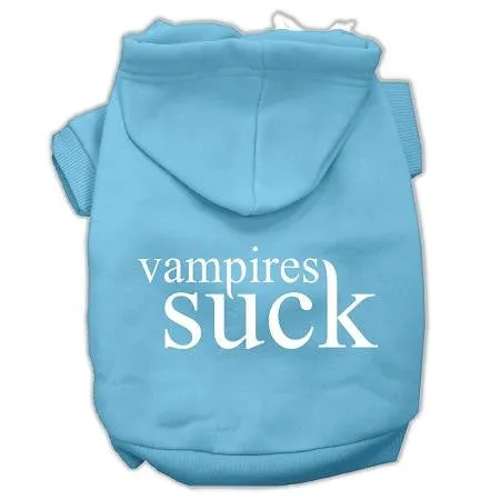Vampires Suck Screen Print Pet Hoodies Baby Blue Size M (12)