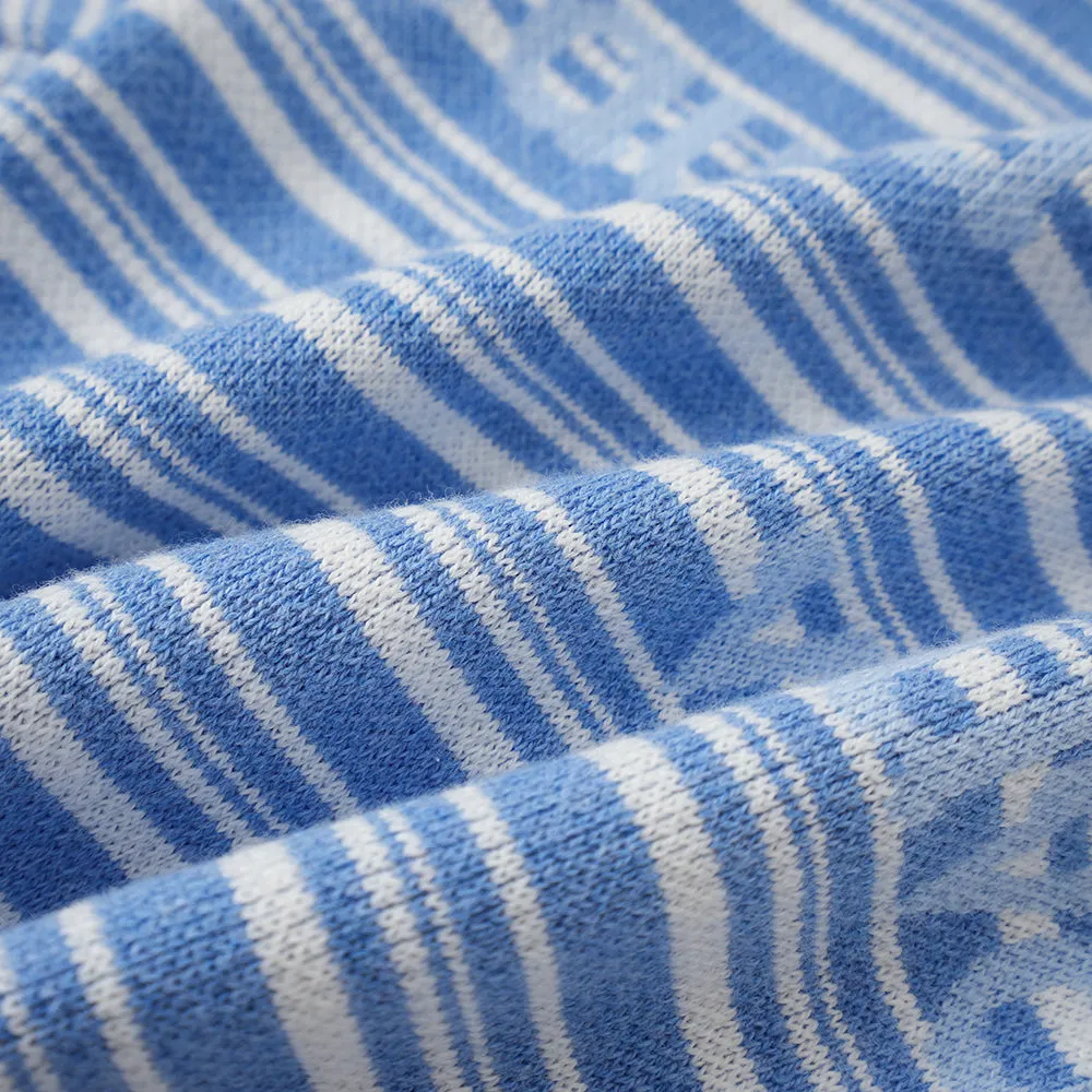 Vauva FW23 - Baby Boys Blue and White Striped Cotton Long Sleeve Sweater
