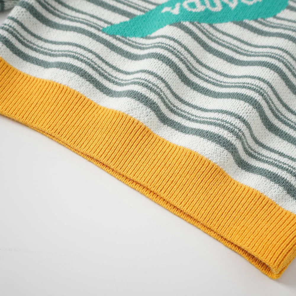 Vauva FW23 - Baby Boys Carrot Logo Striped Cotton Long Sleeve Sweater
