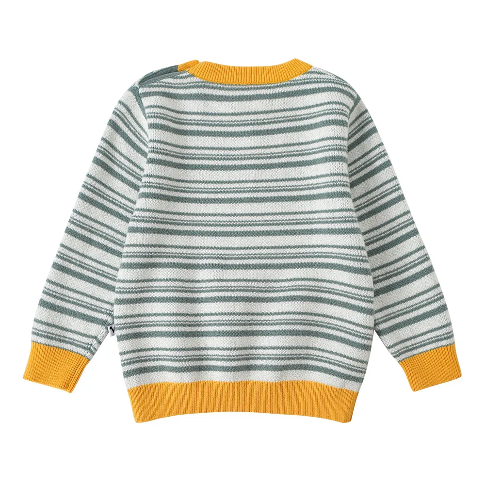 Vauva FW23 - Baby Boys Carrot Logo Striped Cotton Long Sleeve Sweater