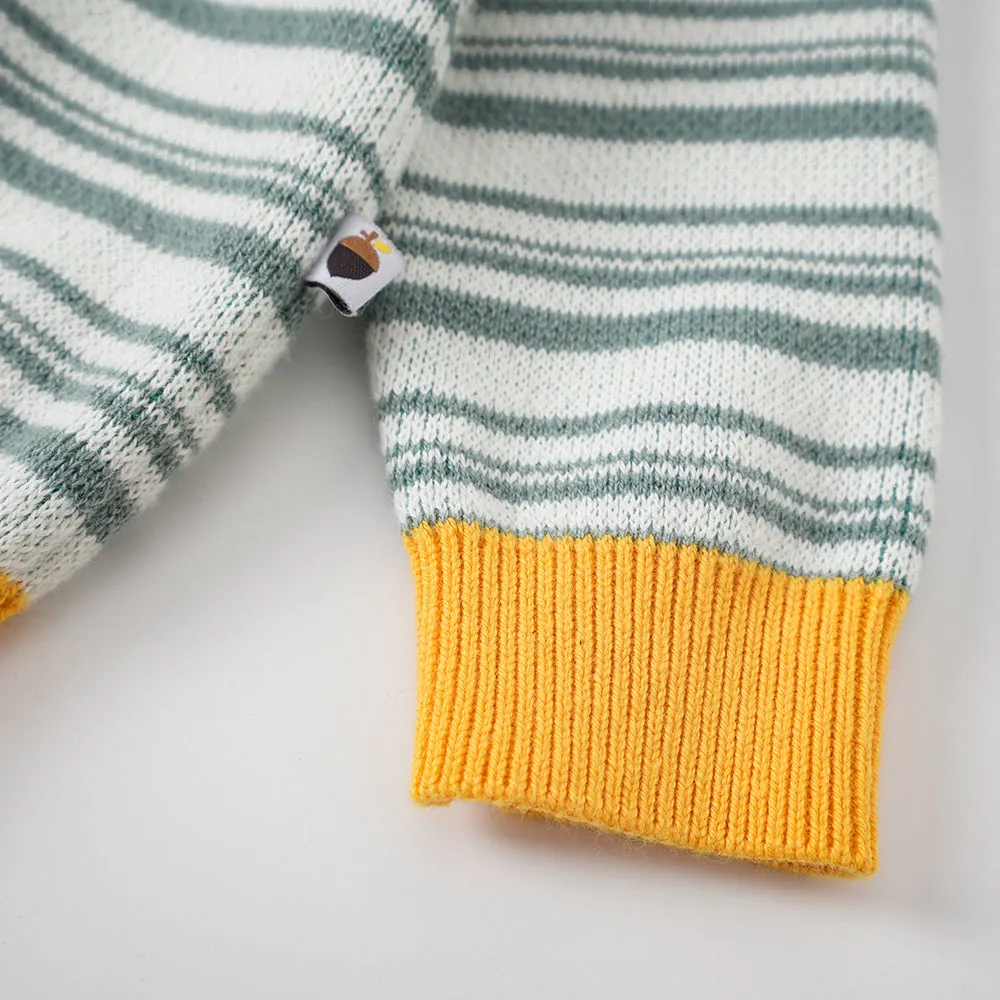 Vauva FW23 - Baby Boys Carrot Logo Striped Cotton Long Sleeve Sweater