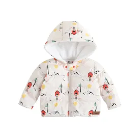 Vauva FW23 - Baby Nordic Style Print Padded Coat with Hood