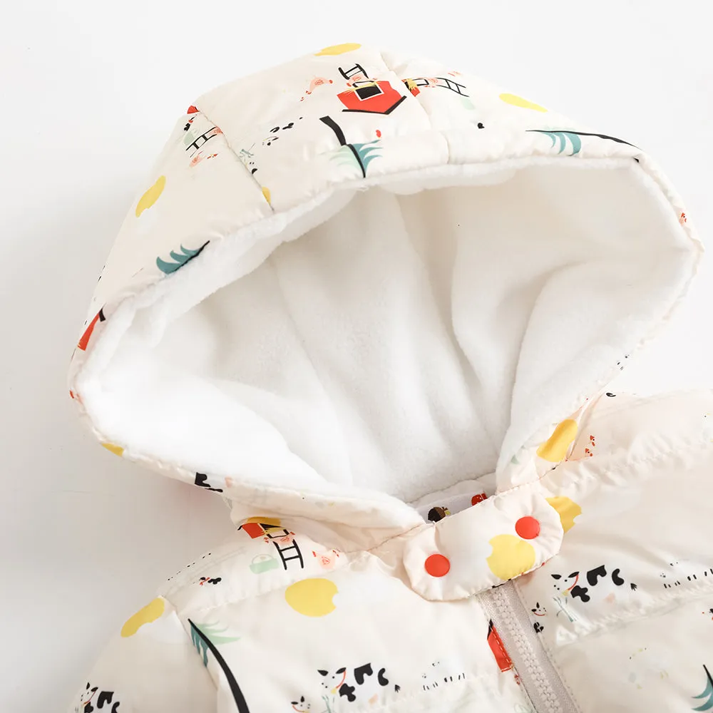 Vauva FW23 - Baby Nordic Style Print Padded Coat with Hood