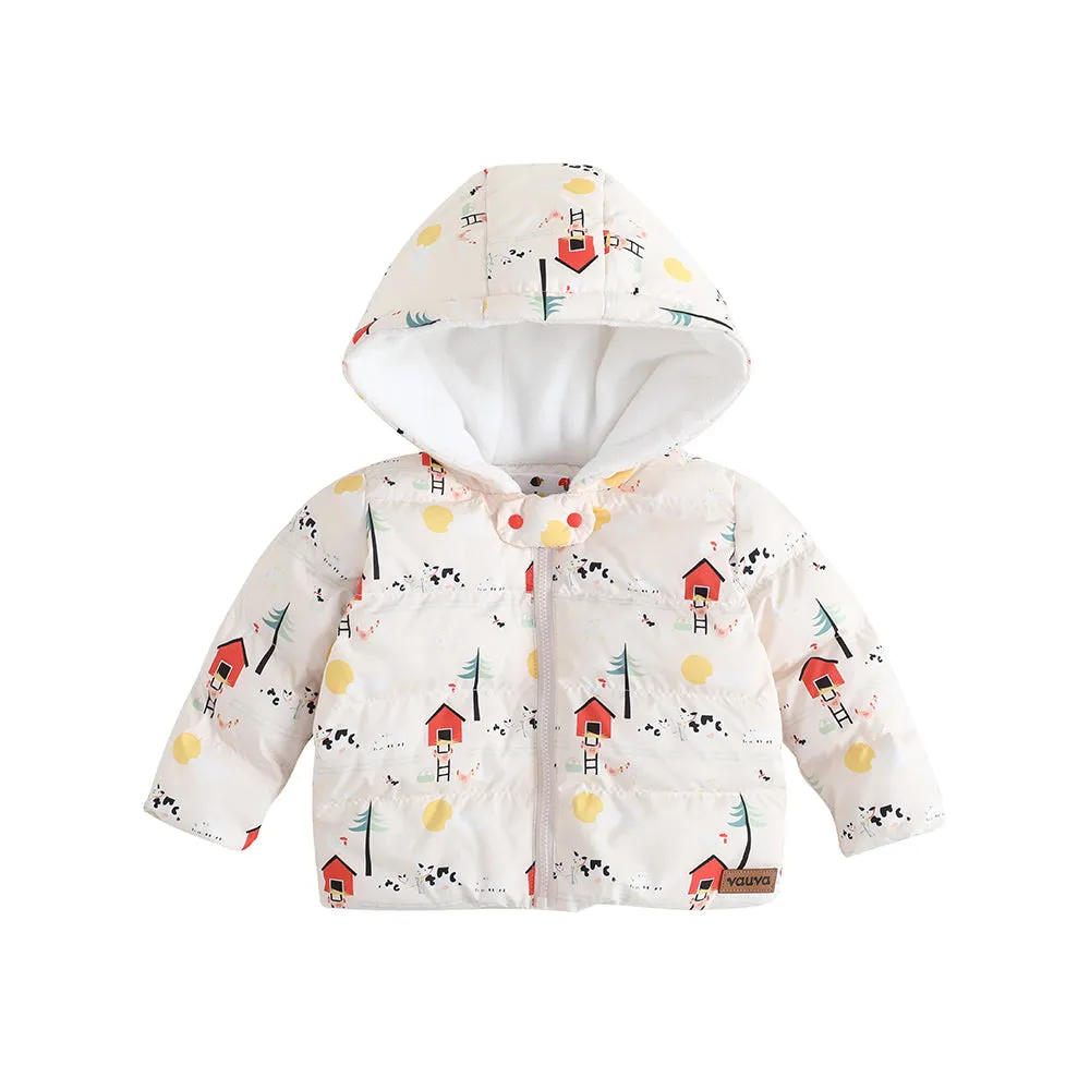 Vauva FW23 - Baby Nordic Style Print Padded Coat with Hood