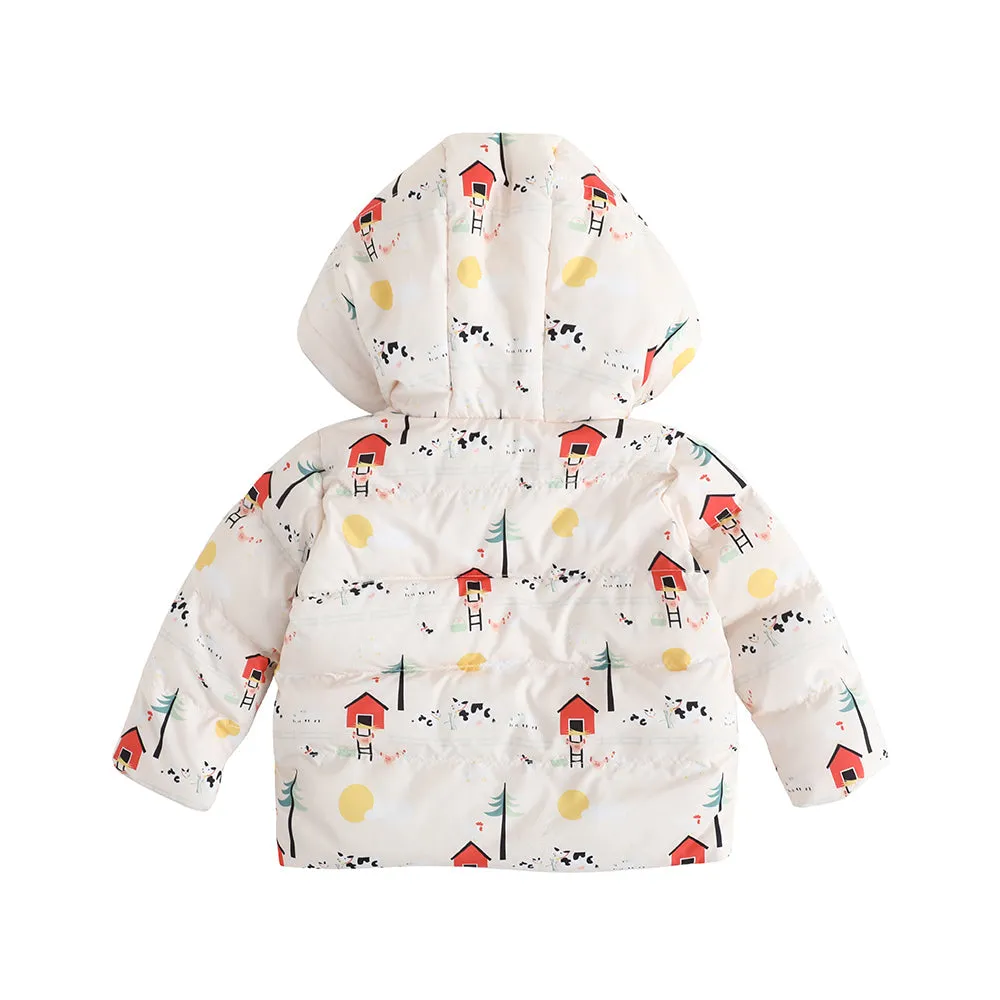 Vauva FW23 - Baby Nordic Style Print Padded Coat with Hood