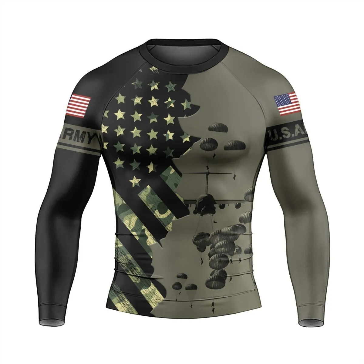 Veteran Military Parachutist Men's Long Sleeve Rash Guard