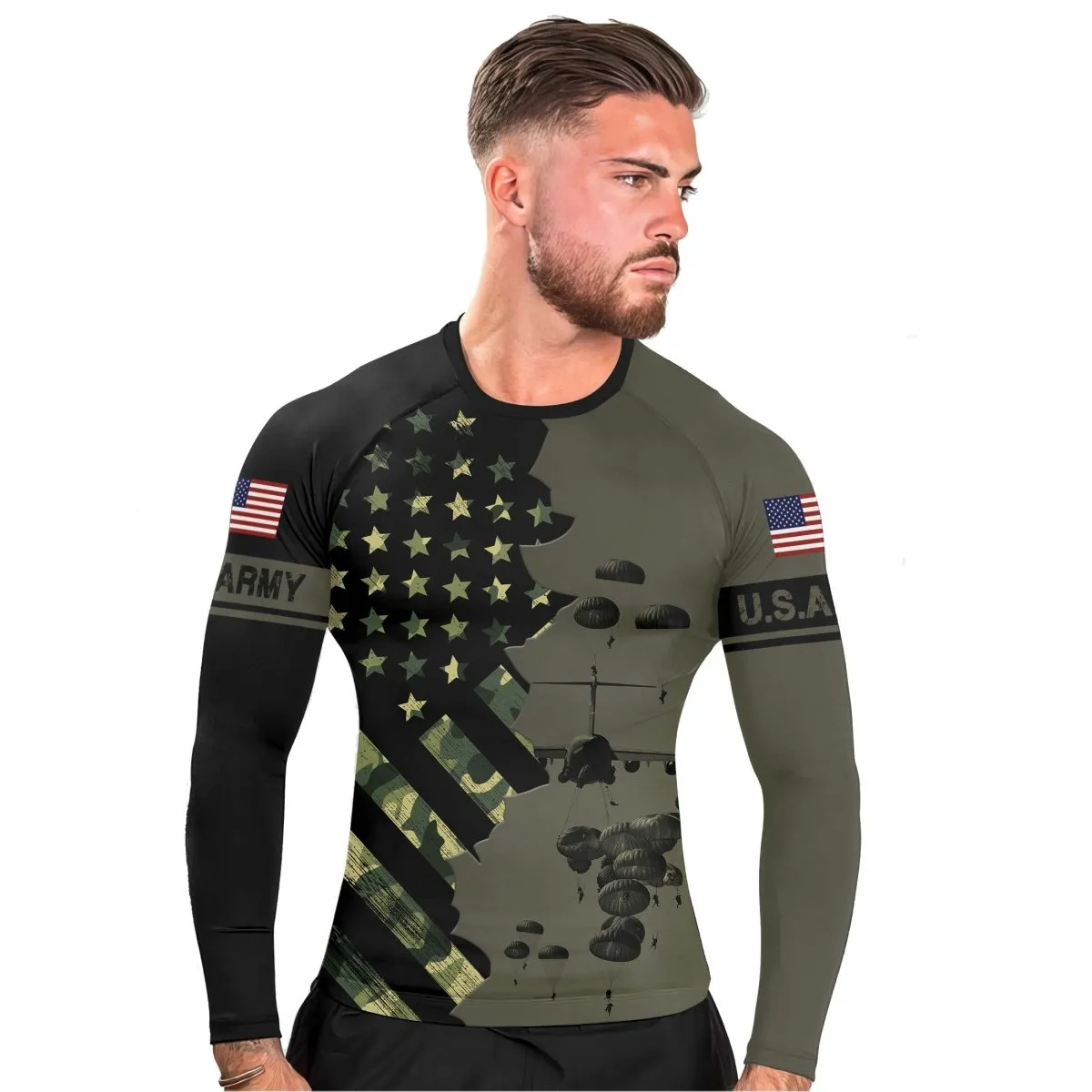 Veteran Military Parachutist Men's Long Sleeve Rash Guard