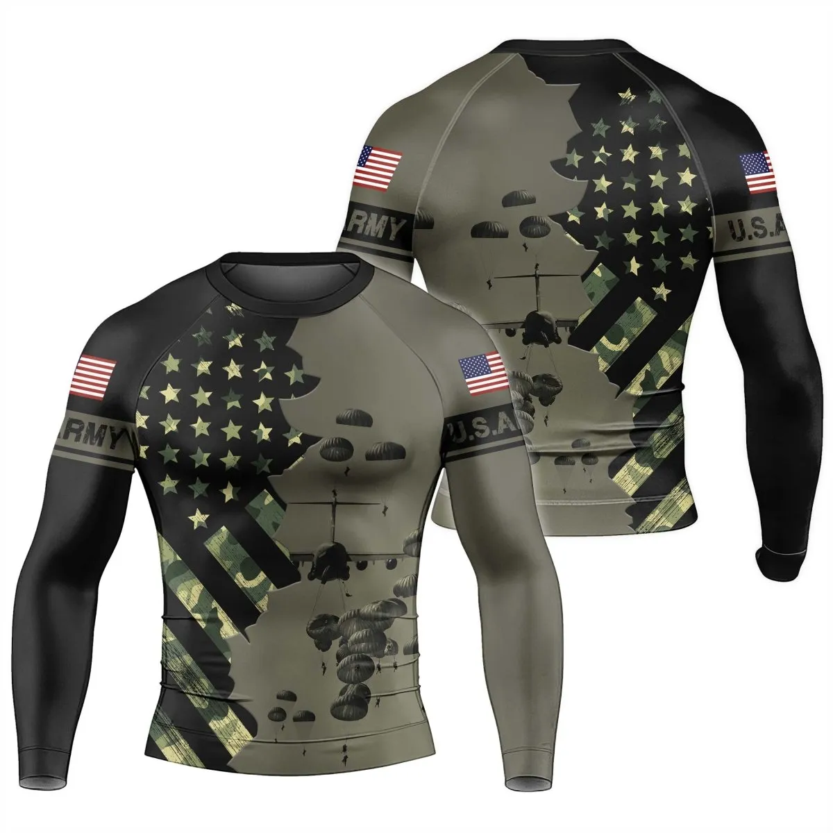 Veteran Military Parachutist Men's Long Sleeve Rash Guard