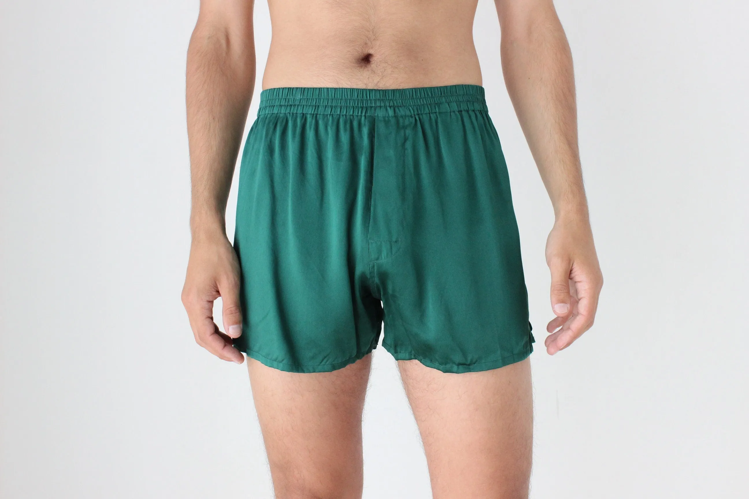 Vintage 80s PURE SILK Luxury Boxer Shorts in Green