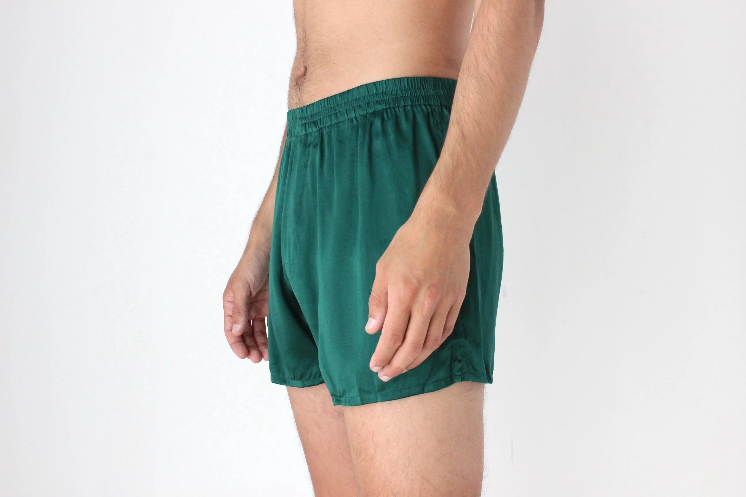 Vintage 80s PURE SILK Luxury Boxer Shorts in Green
