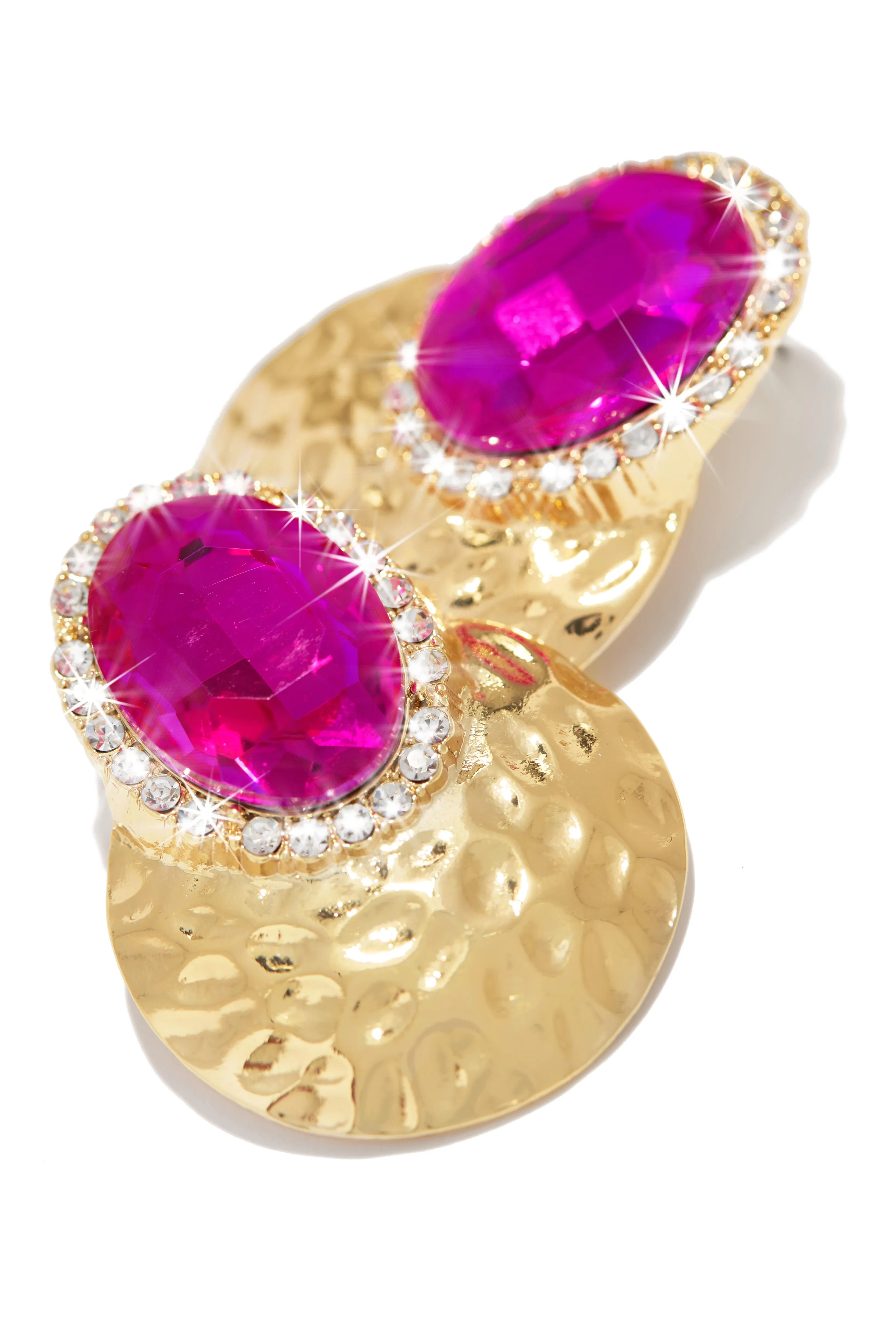 Weekend Gala Stone Embellished Earring - Fuchsia