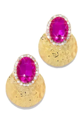 Weekend Gala Stone Embellished Earring - Fuchsia
