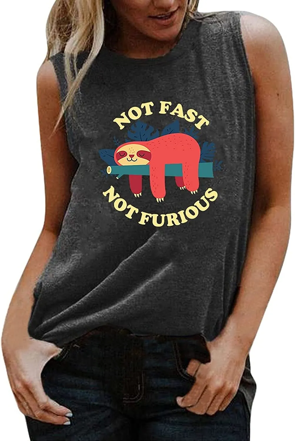 Women Not Fast Not Furious Shirt Funny Sloth Shirt Women Sloth Tank Top