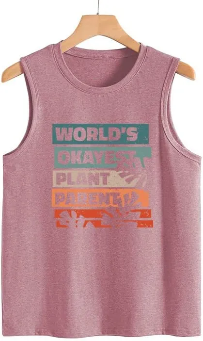 Women Plant Lady Tank World's Okayest Plant Parent Botanical Tee Shirt