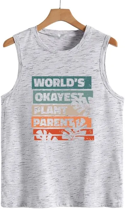 Women Plant Lady Tank World's Okayest Plant Parent Botanical Tee Shirt