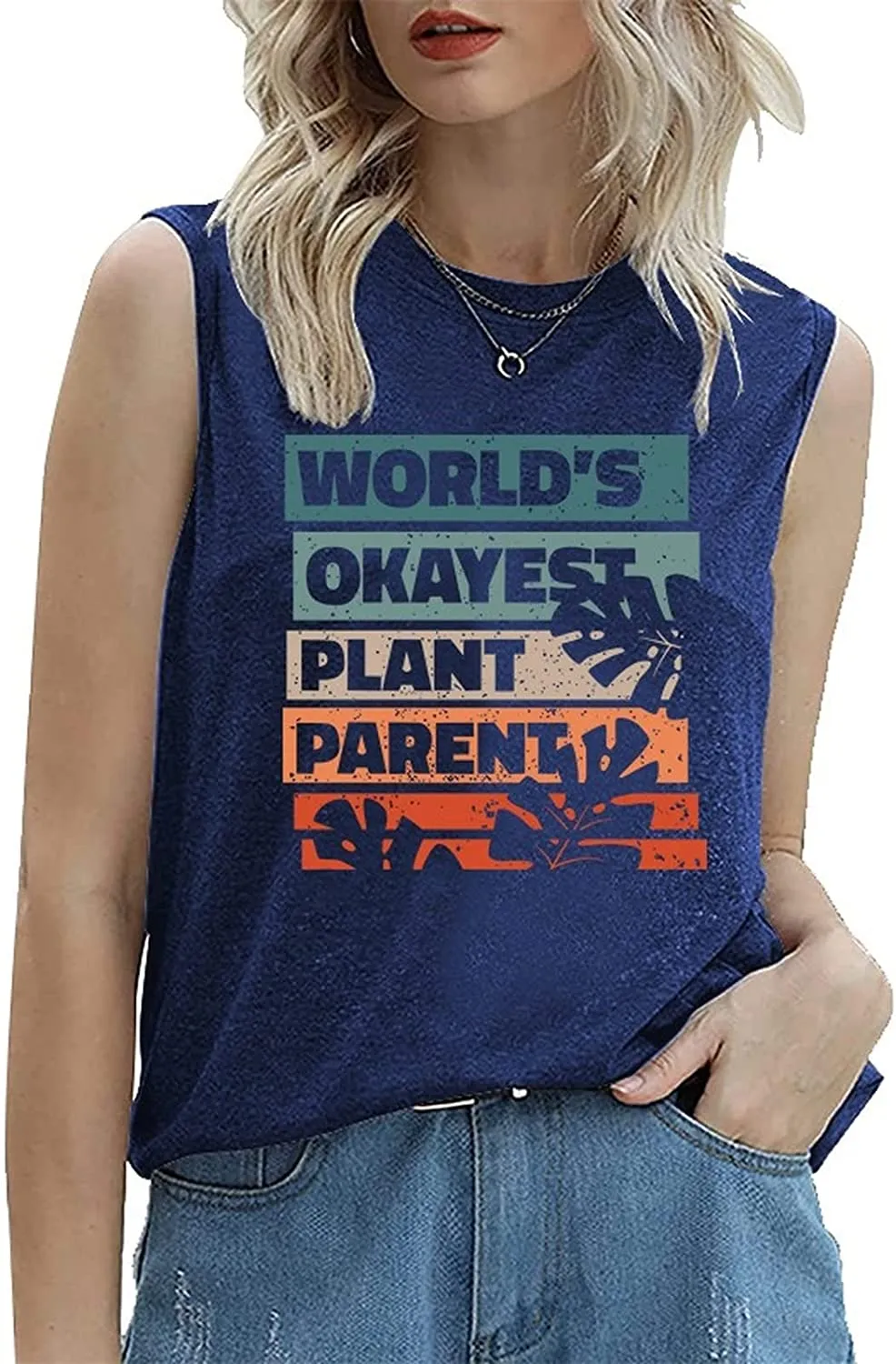 Women Plant Lady Tank World's Okayest Plant Parent Botanical Tee Shirt
