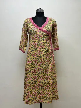 Yellow Floral Angrakha Tunic